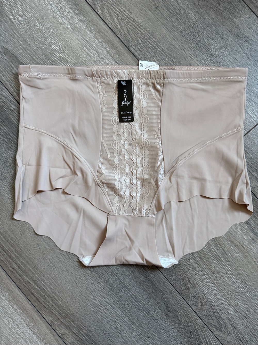 High-Waist Lace-Front Shaping Briefs in Nude